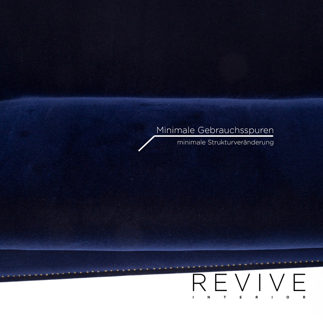 Bretz Gaudi Samt Stoff Sofa Blau Dunkelblau Dreisitzer Couch #12613