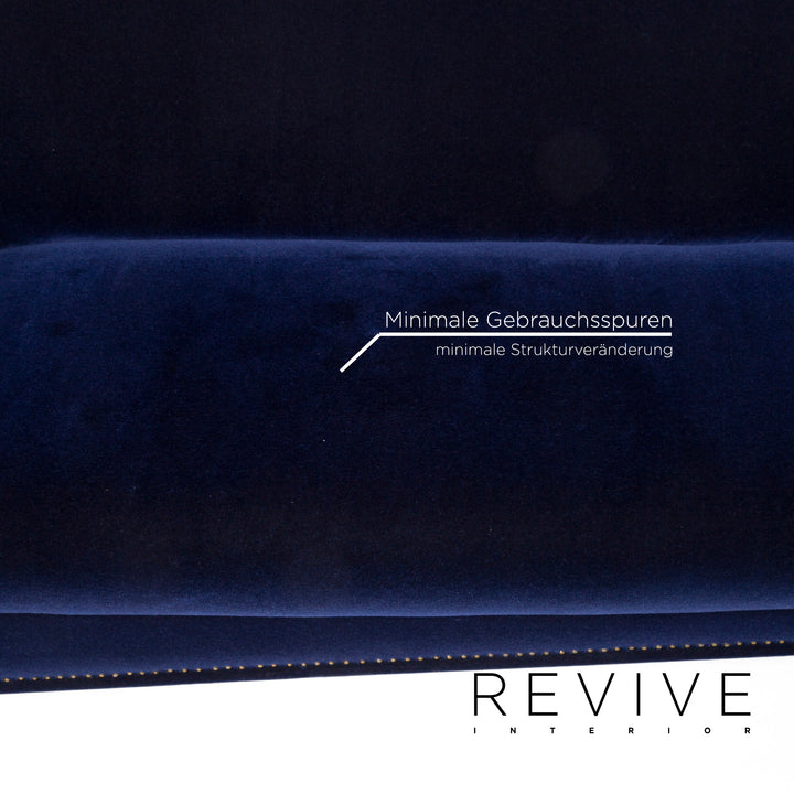 Bretz Gaudi Samt Stoff Sofa Blau Dunkelblau Dreisitzer Couch #12613