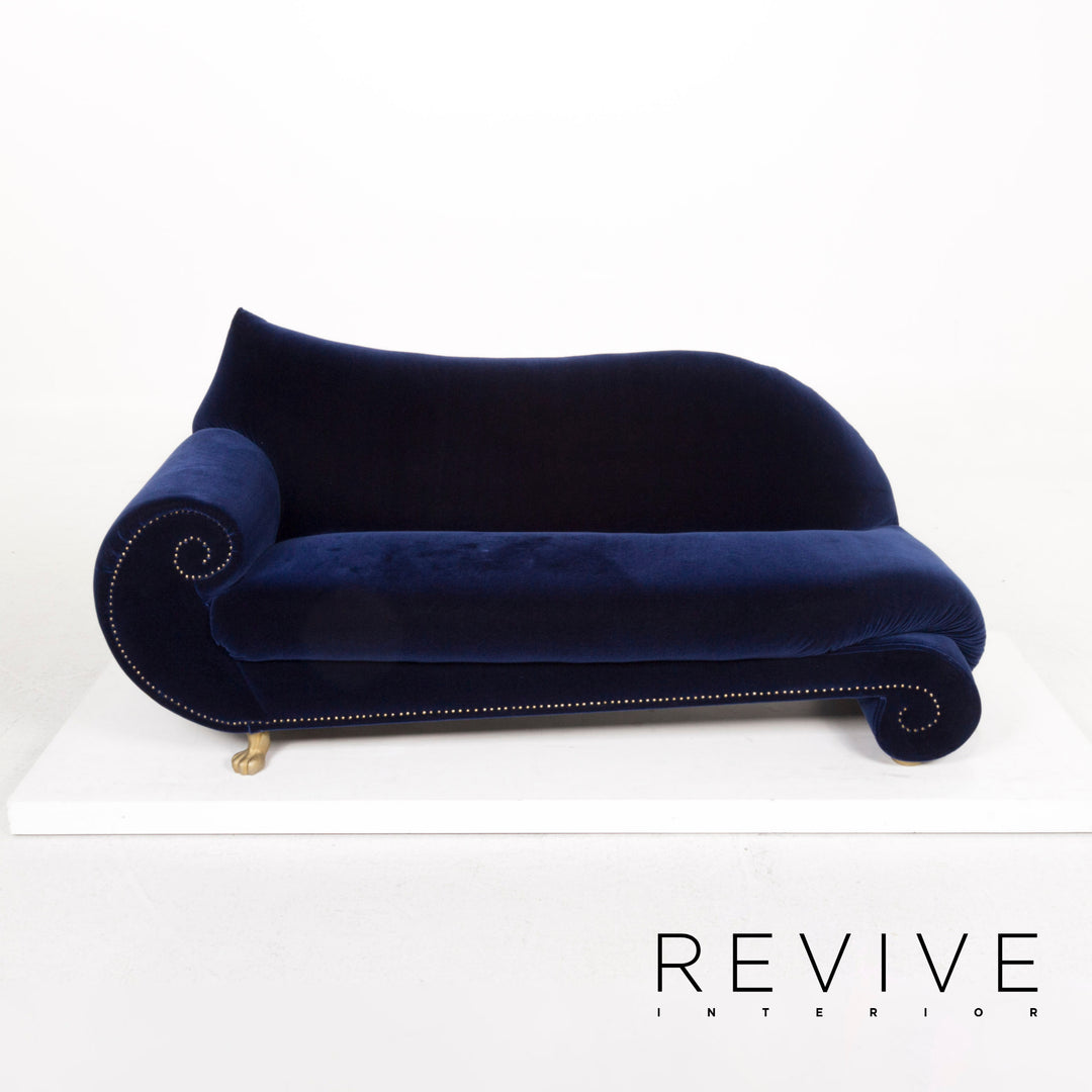 Bretz Gaudi Samt Stoff Sofa Blau Dunkelblau Dreisitzer Couch #12613