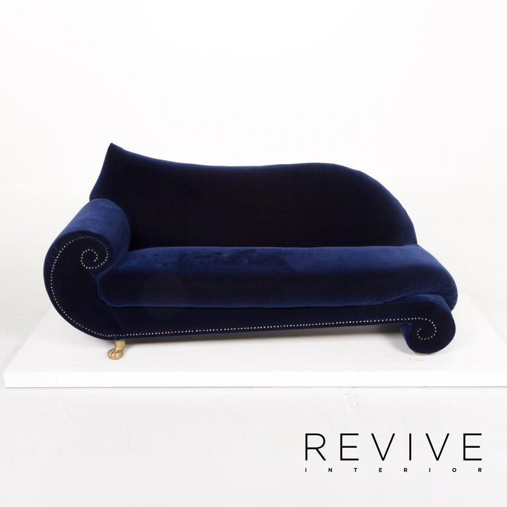 Bretz Gaudi Samt Stoff Sofa Blau Dunkelblau Dreisitzer Couch #12613