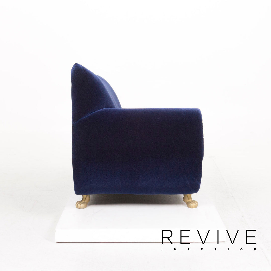 Bretz Gaudi Samt Stoff Sofa Blau Dunkelblau Dreisitzer Couch #12613