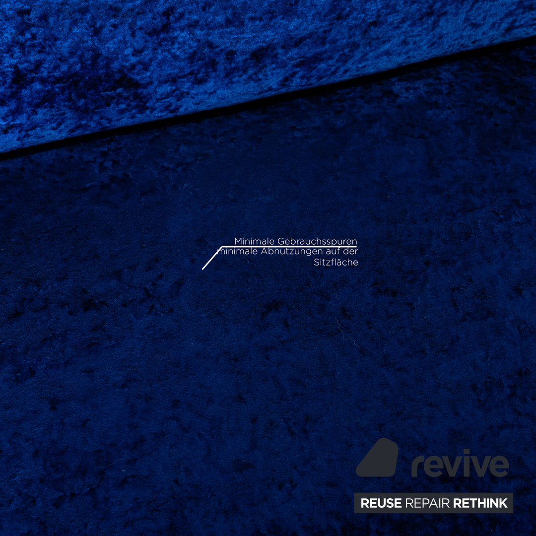 Bretz Gaudi Samt Stoff Sofa Garnitur Blau Dreisitzer Sessel