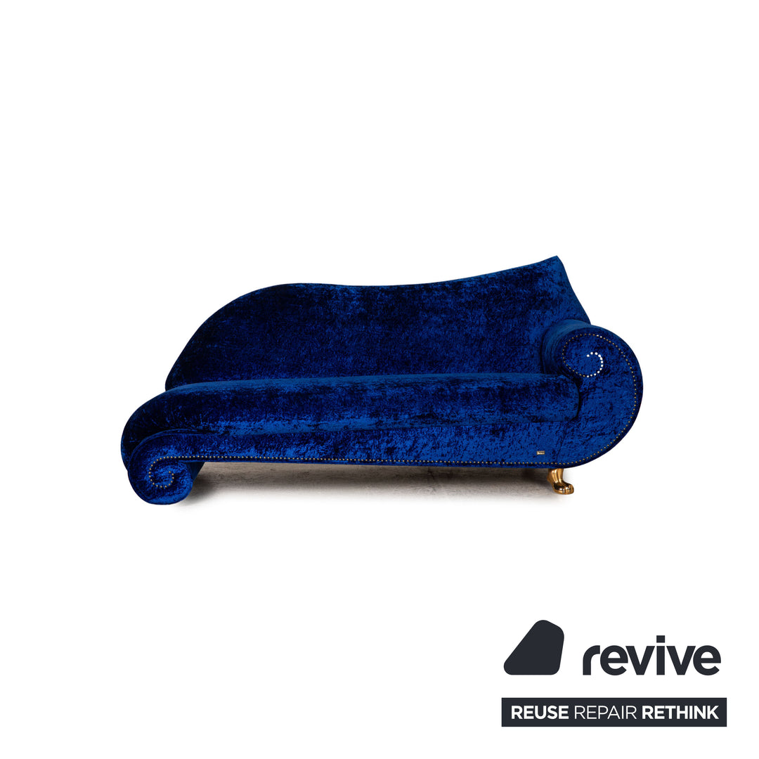 Bretz Gaudi Samt Stoff Sofa Garnitur Blau Dreisitzer Sessel