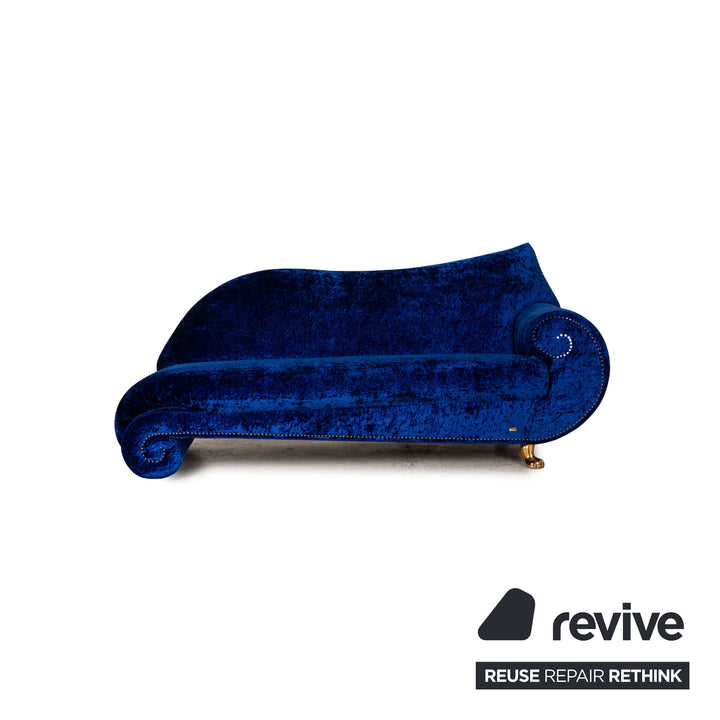 Bretz Gaudi Samt Stoff Sofa Garnitur Blau Dreisitzer Sessel