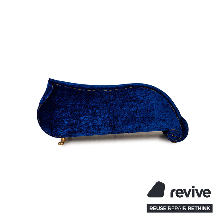 Bretz Gaudi Samt Stoff Sofa Garnitur Blau Dreisitzer Sessel