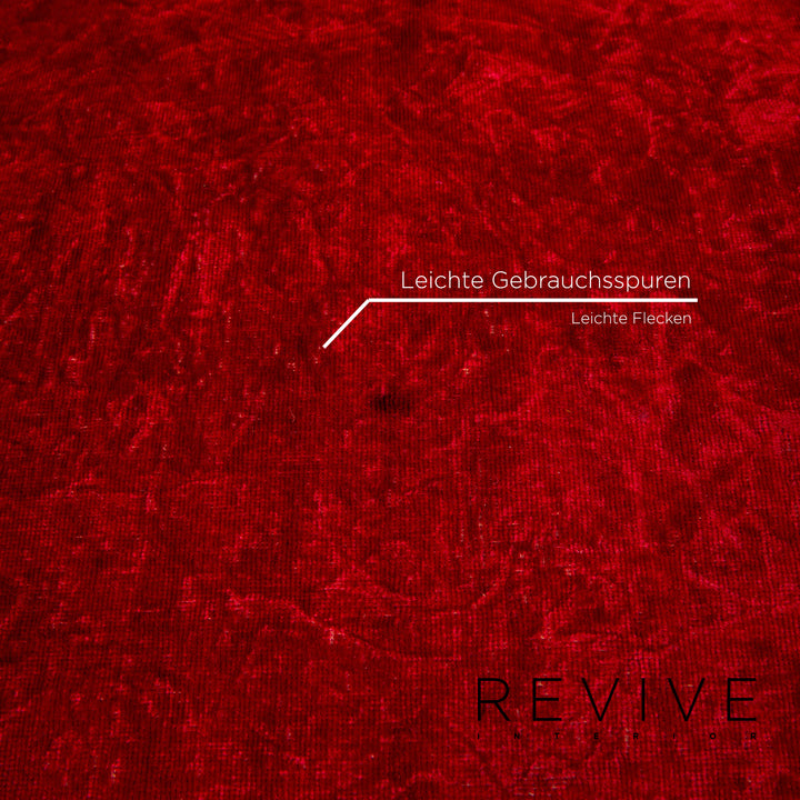 Bretz Gaudi Samt Stoff Sofa Garnitur Rot 1x Zweisitzer 1x Sessel 1x Hocker #13775