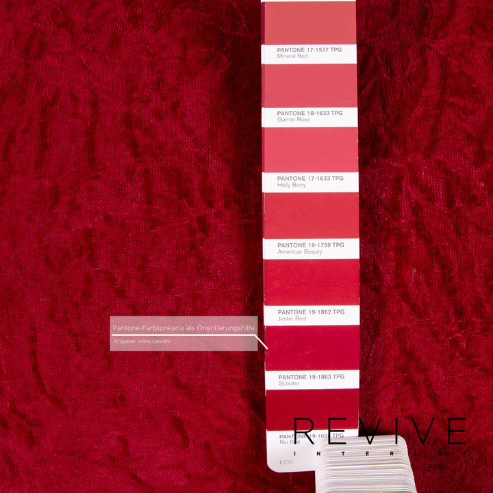 Bretz Gaudi Samt Stoff Sofa Garnitur Rot 1x Zweisitzer 1x Sessel 1x Hocker #13775