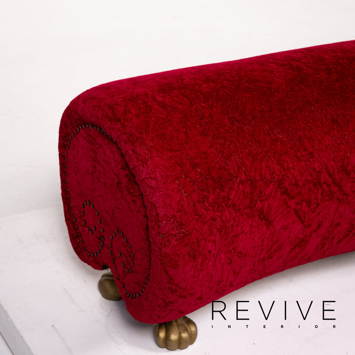 Bretz Gaudi Samt Stoff Sofa Garnitur Rot 1x Zweisitzer 1x Sessel 1x Hocker #13775