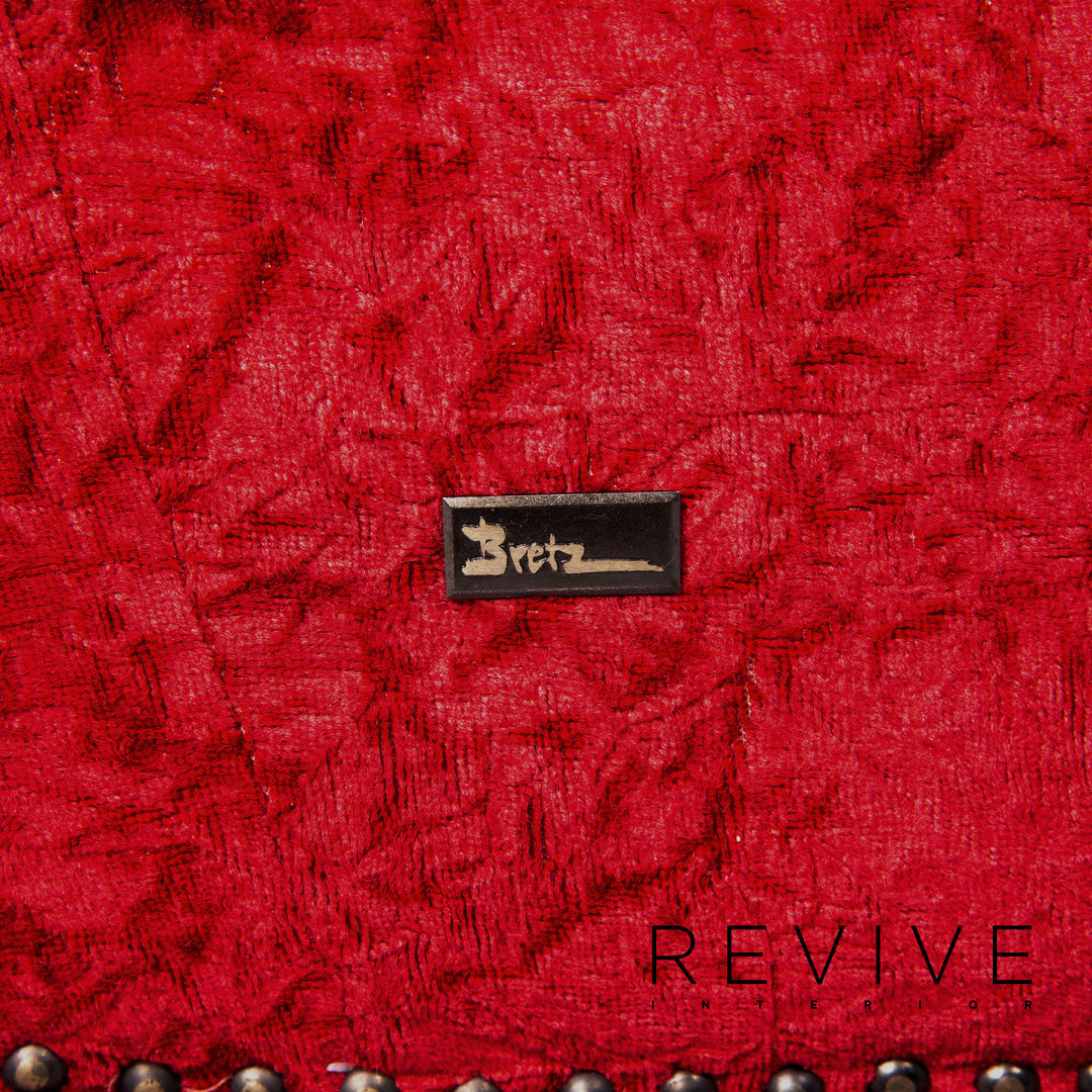 Bretz Gaudi Samt Stoff Sofa Garnitur Rot 1x Zweisitzer 1x Sessel 1x Hocker #13775