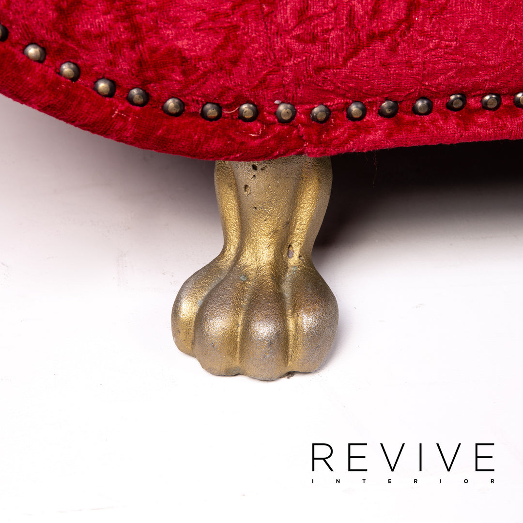 Bretz Gaudi Samt Stoff Sofa Garnitur Rot 1x Zweisitzer 1x Sessel 1x Hocker #13775