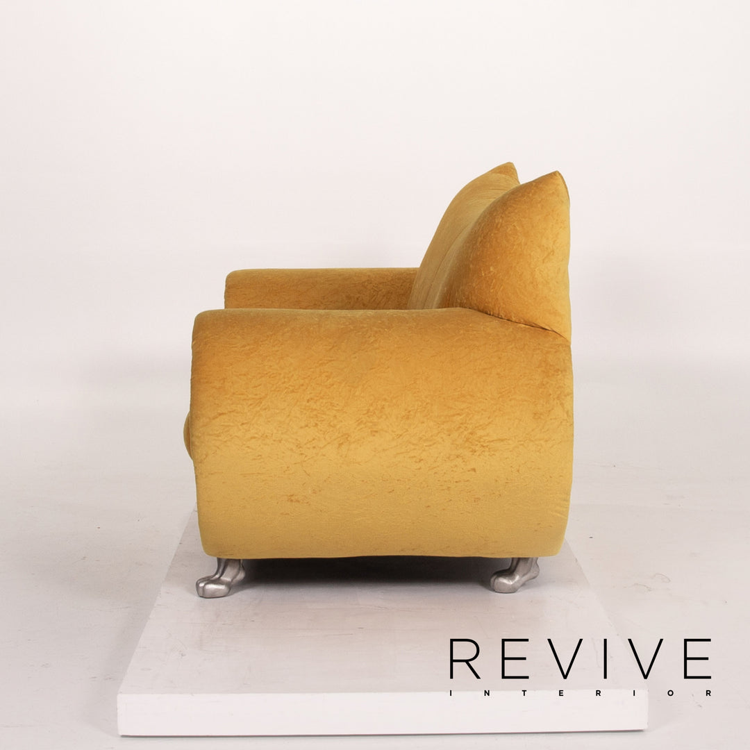 Bretz Gaudi Samt Stoff Sofa Gelb Zweisitzer Couch #13701