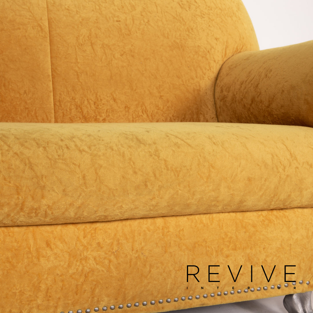 Bretz Gaudi Samt Stoff Sofa Gelb Zweisitzer Couch #13701