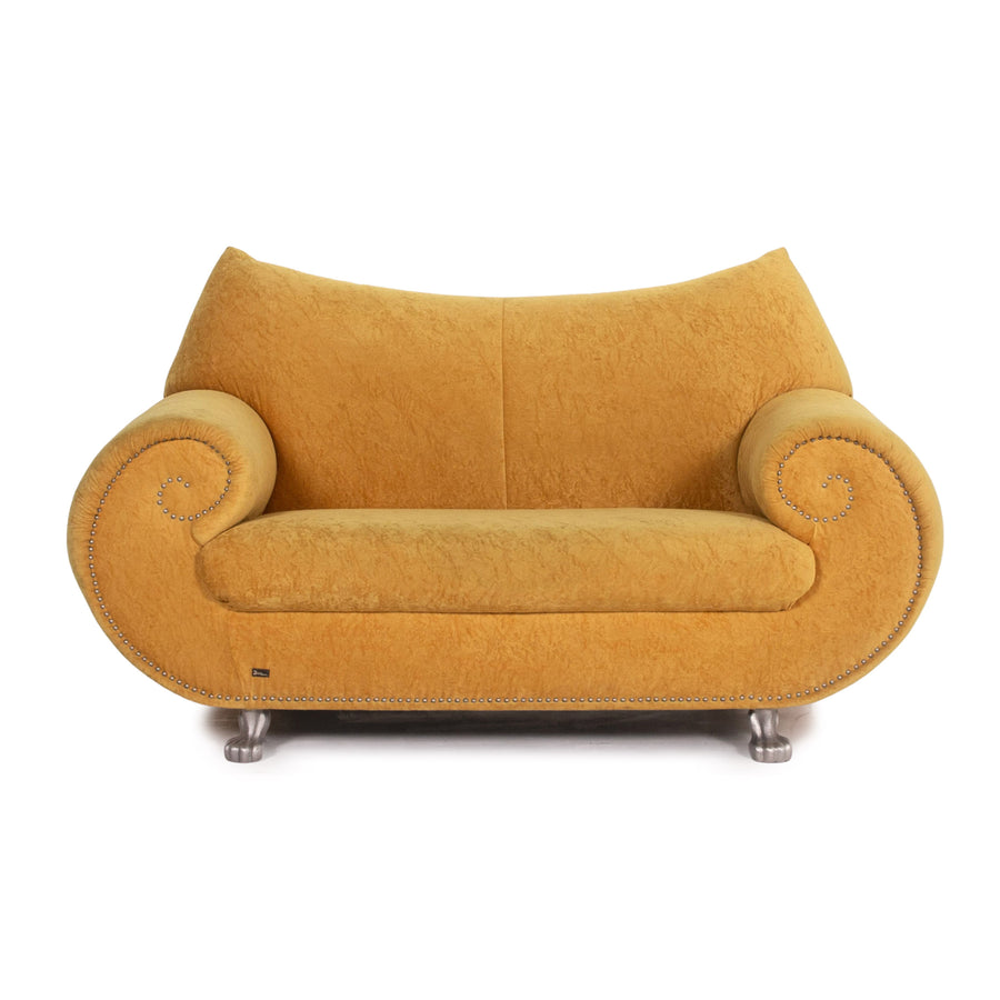 Bretz Gaudi Samt Stoff Sofa Gelb Zweisitzer Couch #13701