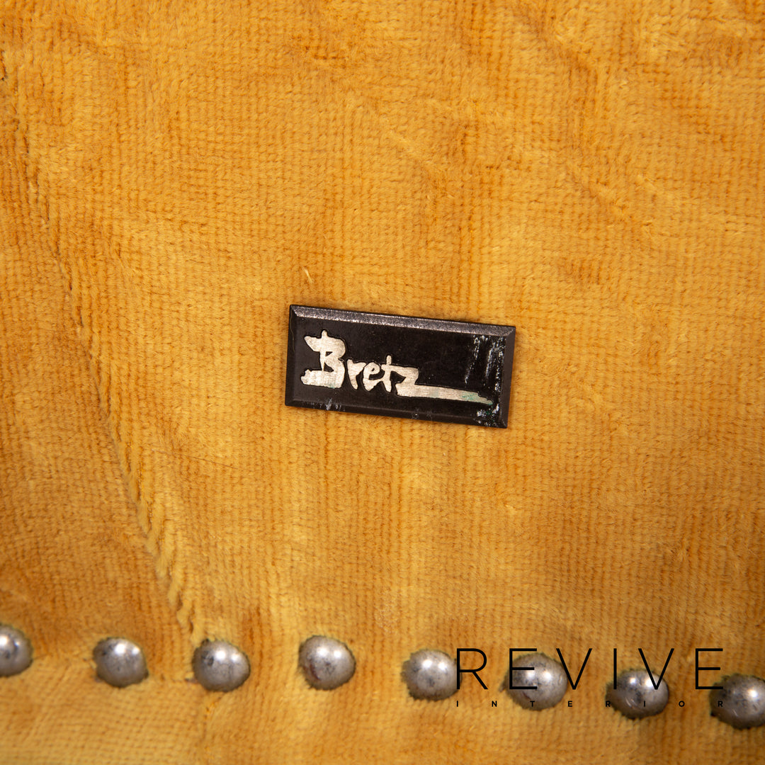 Bretz Gaudi Samt Stoff Sofa Gelb Zweisitzer Couch #13701