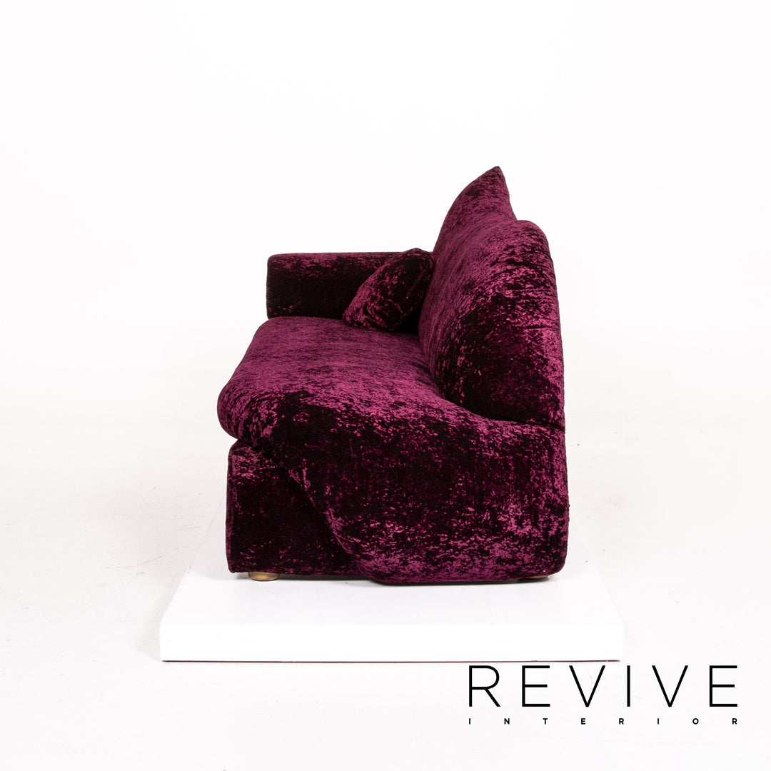 Bretz Gaudi Samt Stoff Sofa Lila Dreisitzer Couch #14431