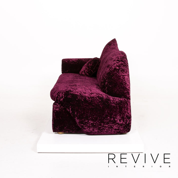 Bretz Gaudi Samt Stoff Sofa Lila Dreisitzer Couch #14431