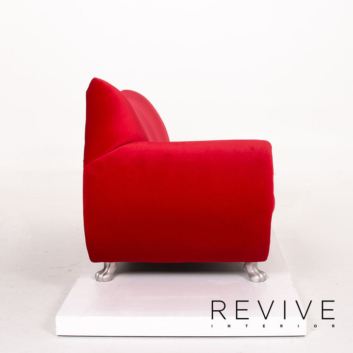 Bretz Gaudi Samt Stoff Sofa Rot Dreisitzer Couch #14326