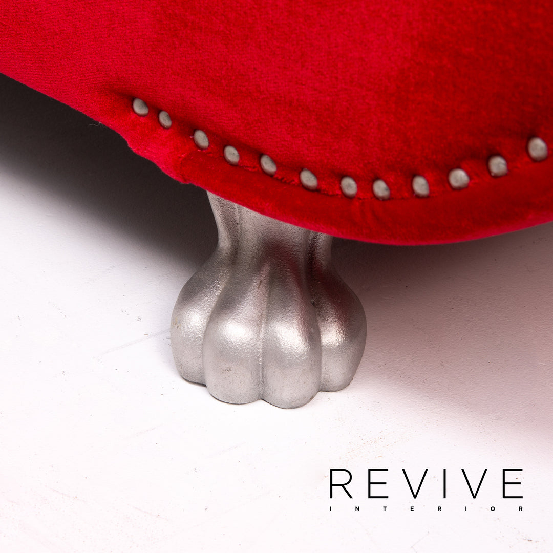 Bretz Gaudi Samt Stoff Sofa Rot Dreisitzer Couch #14326