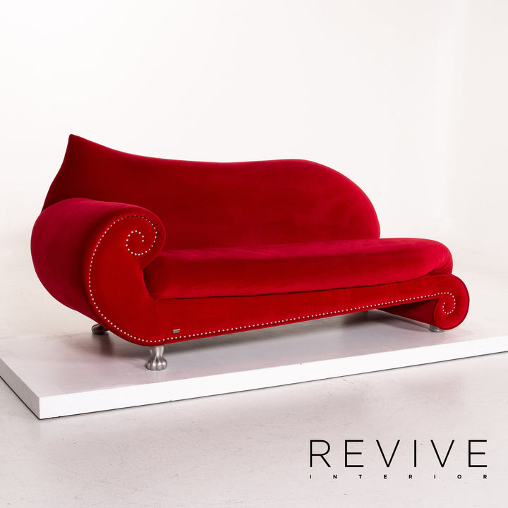Bretz Gaudi Samt Stoff Sofa Rot Dreisitzer Couch #14326