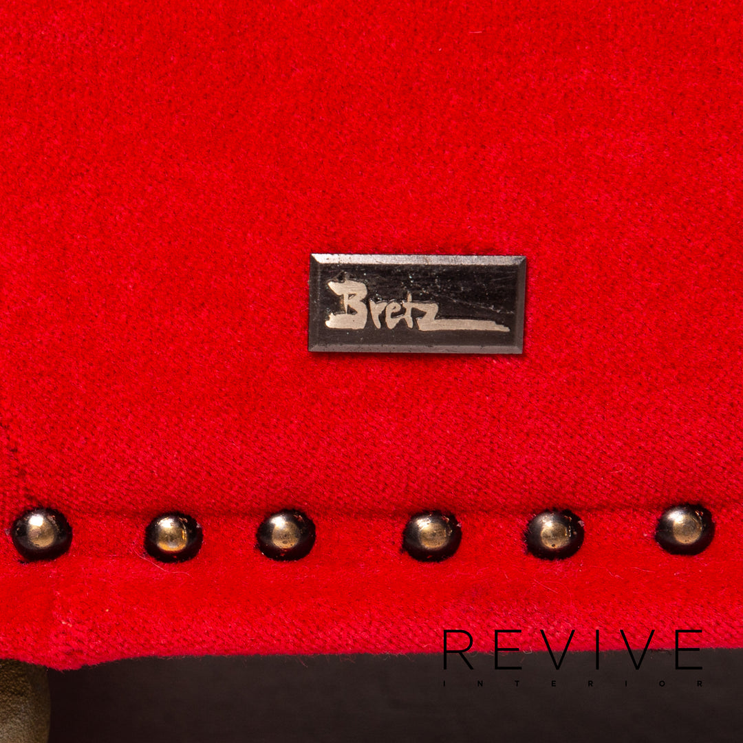 Bretz Gaudi Samt Stoff Sofa Rot Dreisitzer Couch #15354