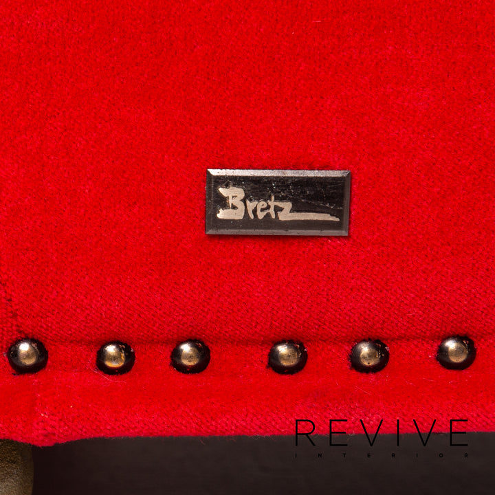 Bretz Gaudi Samt Stoff Sofa Rot Dreisitzer Couch #15354