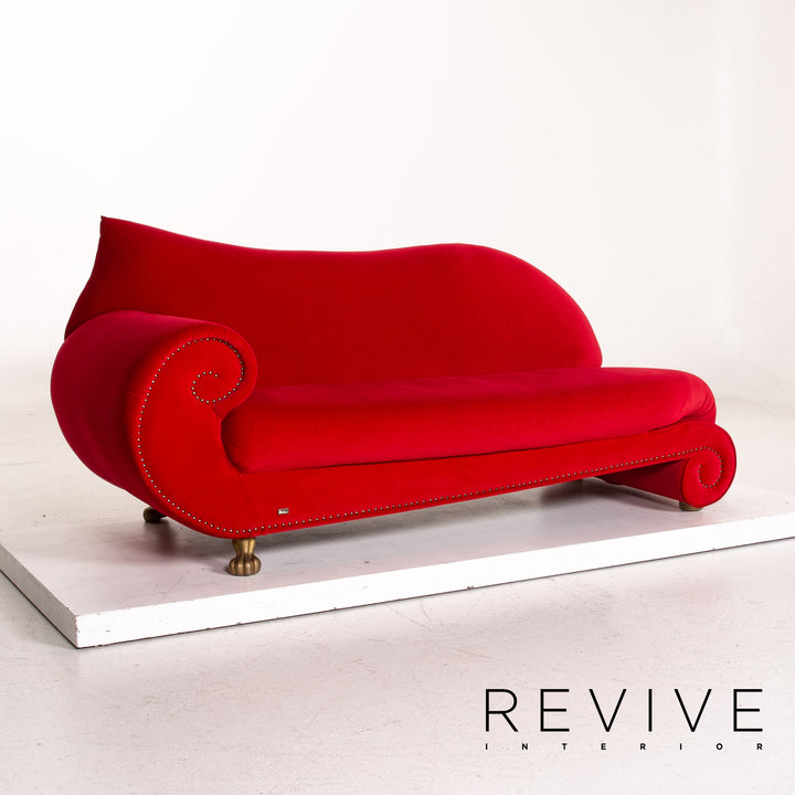Bretz Gaudi Samt Stoff Sofa Rot Dreisitzer Couch #15354