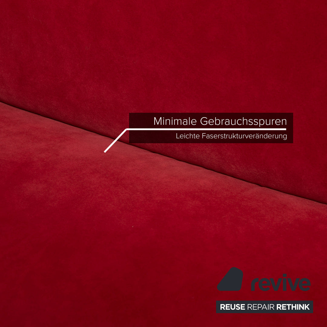 Bretz Gaudi Samt Stoff Sofa Rot Dreisitzer Couch #15412