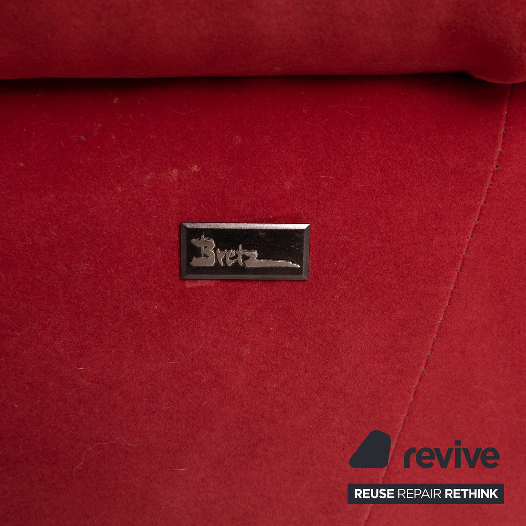 Bretz Gaudi Samt Stoff Sofa Rot Dreisitzer Couch #15412