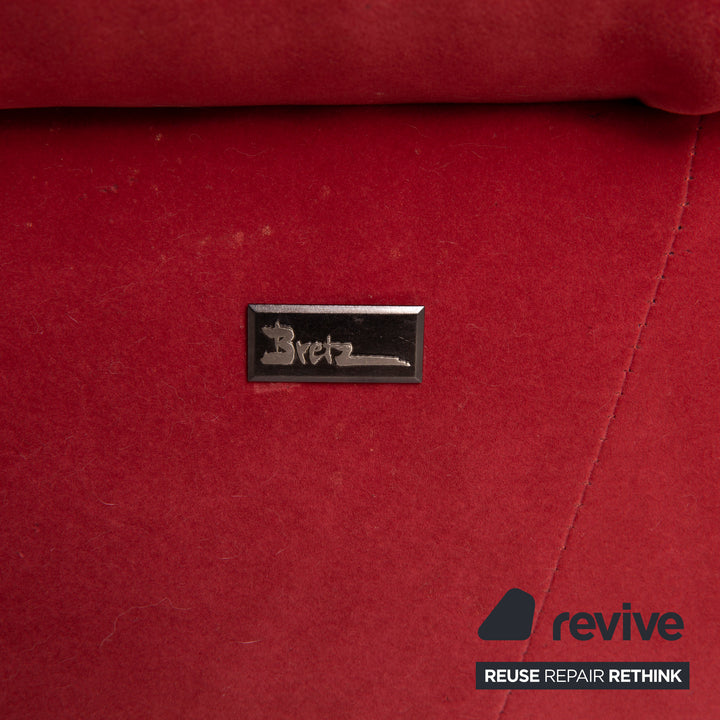 Bretz Gaudi Samt Stoff Sofa Rot Dreisitzer Couch #15412