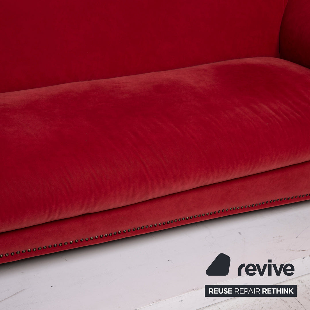 Bretz Gaudi Samt Stoff Sofa Rot Dreisitzer Couch #15412