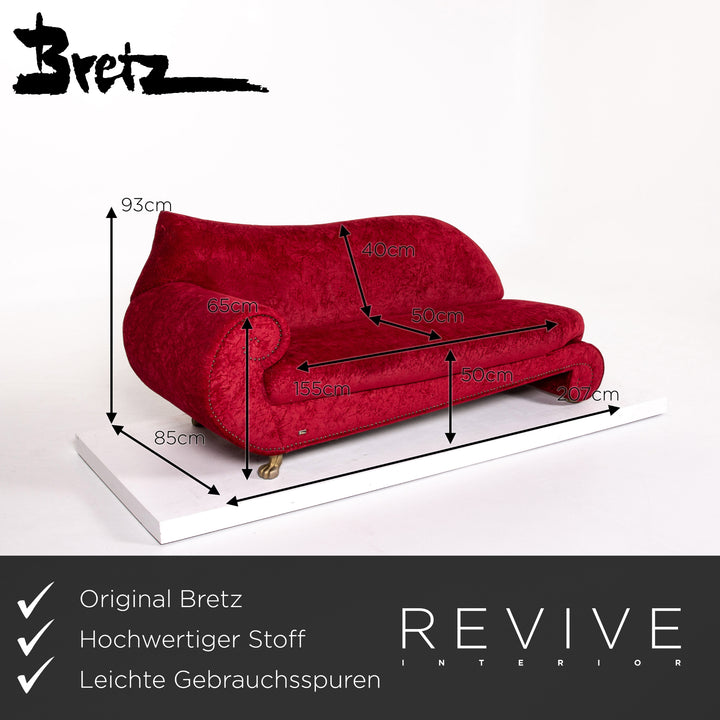 Bretz Gaudi Samt Stoff Sofa Rot Zweisitzer Couch #13595