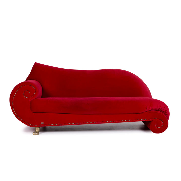 Bretz Gaudi Velvet Fabric Sofa Red Three Seater Récamière Couch #10518