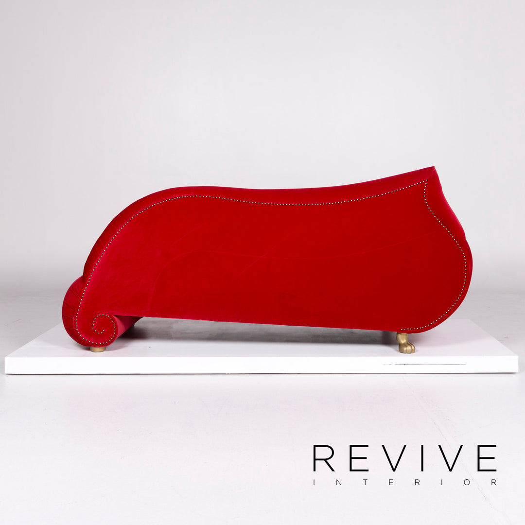 Bretz Gaudi Velvet Fabric Sofa Red Three Seater Récamière Couch #10518