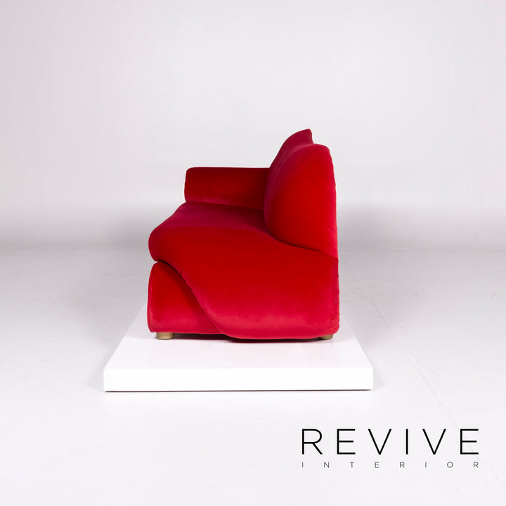 Bretz Gaudi Velvet Fabric Sofa Red Three Seater Récamière Couch #10518