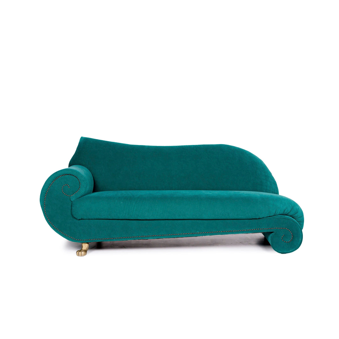 Bretz Gaudi Velvet Fabric Sofa Turquoise Three Seater Couch #11112