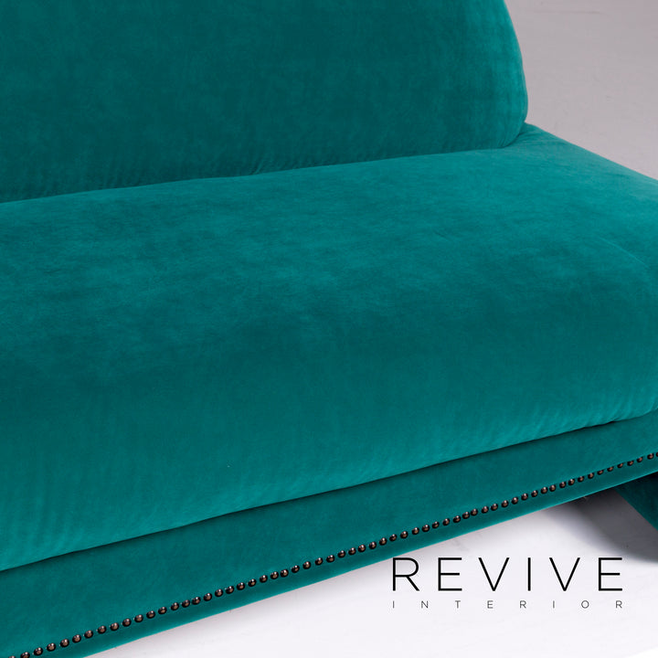 Bretz Gaudi Velvet Fabric Sofa Turquoise Three Seater Couch #11112