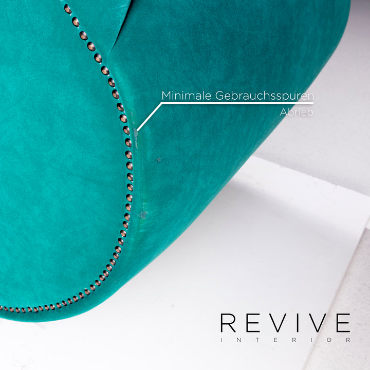 Bretz Gaudi Velvet Fabric Sofa Turquoise Three Seater Couch #11112