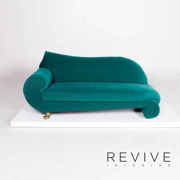 Bretz Gaudi Velvet Fabric Sofa Turquoise Three Seater Couch #11112