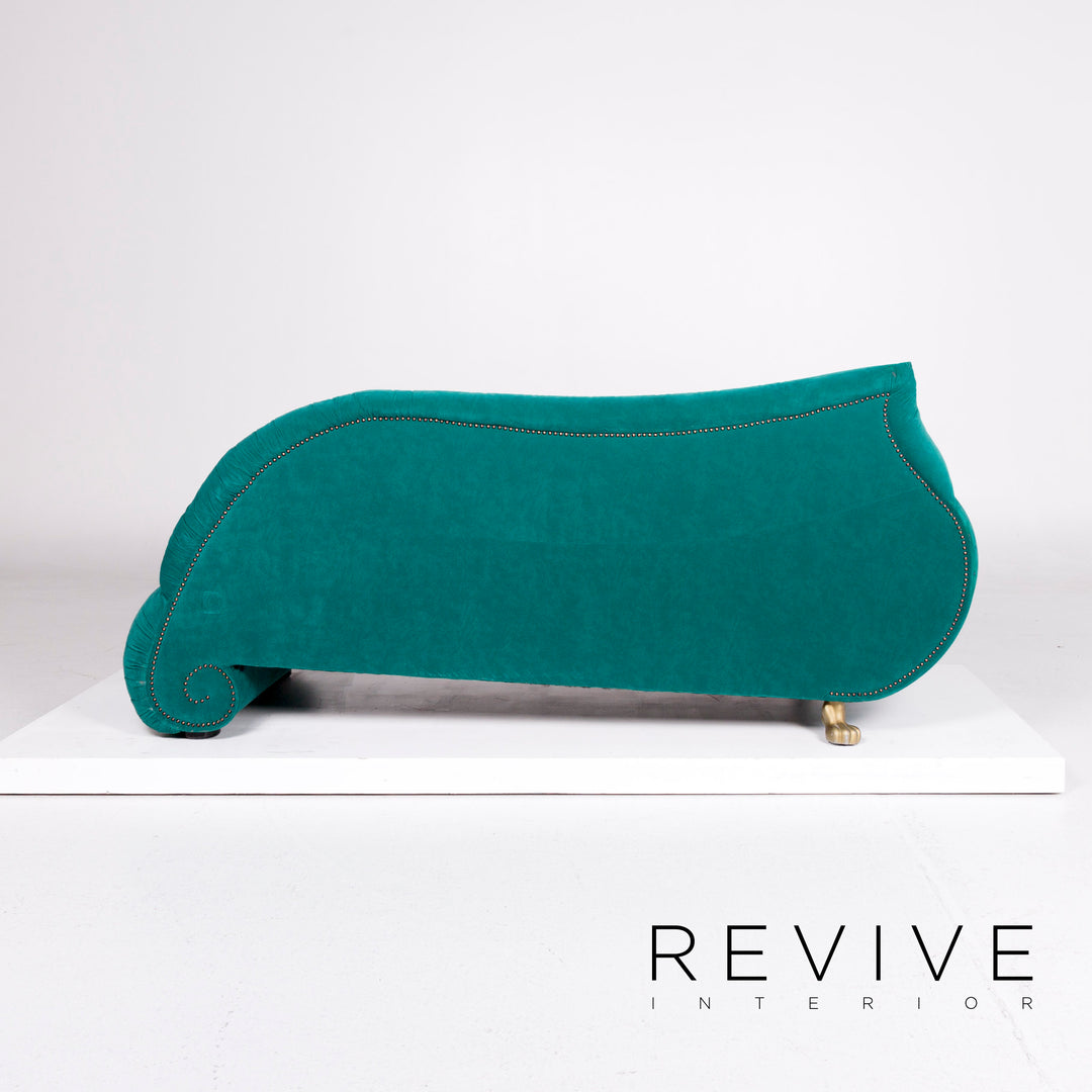 Bretz Gaudi Velvet Fabric Sofa Turquoise Three Seater Couch #11112