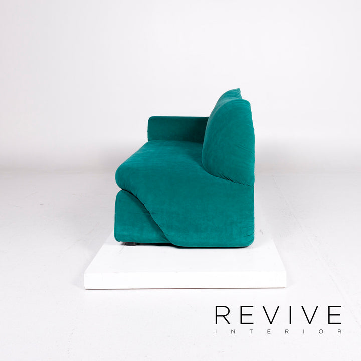 Bretz Gaudi Velvet Fabric Sofa Turquoise Three Seater Couch #11112