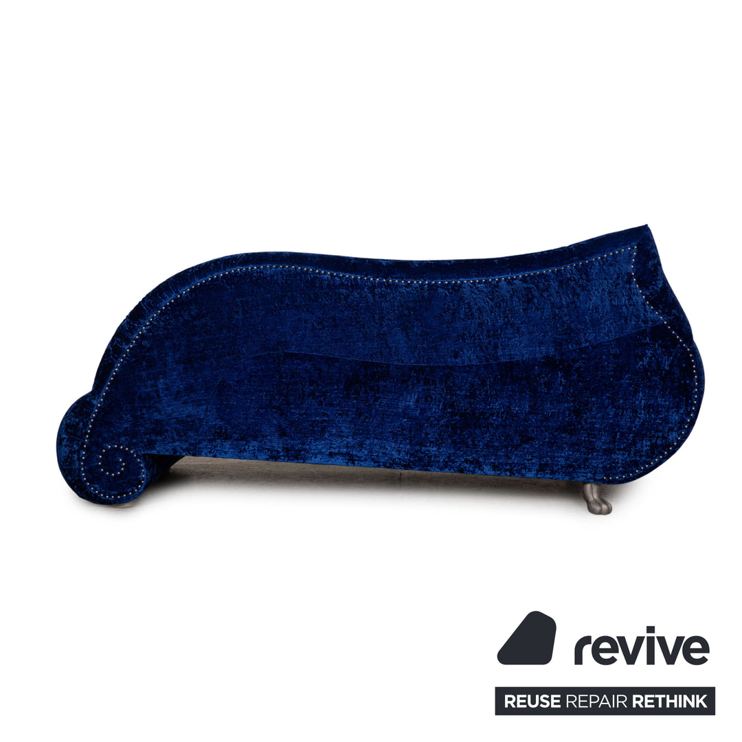 Bretz Gaudi Fabric Three Seater Blue Sofa Couch