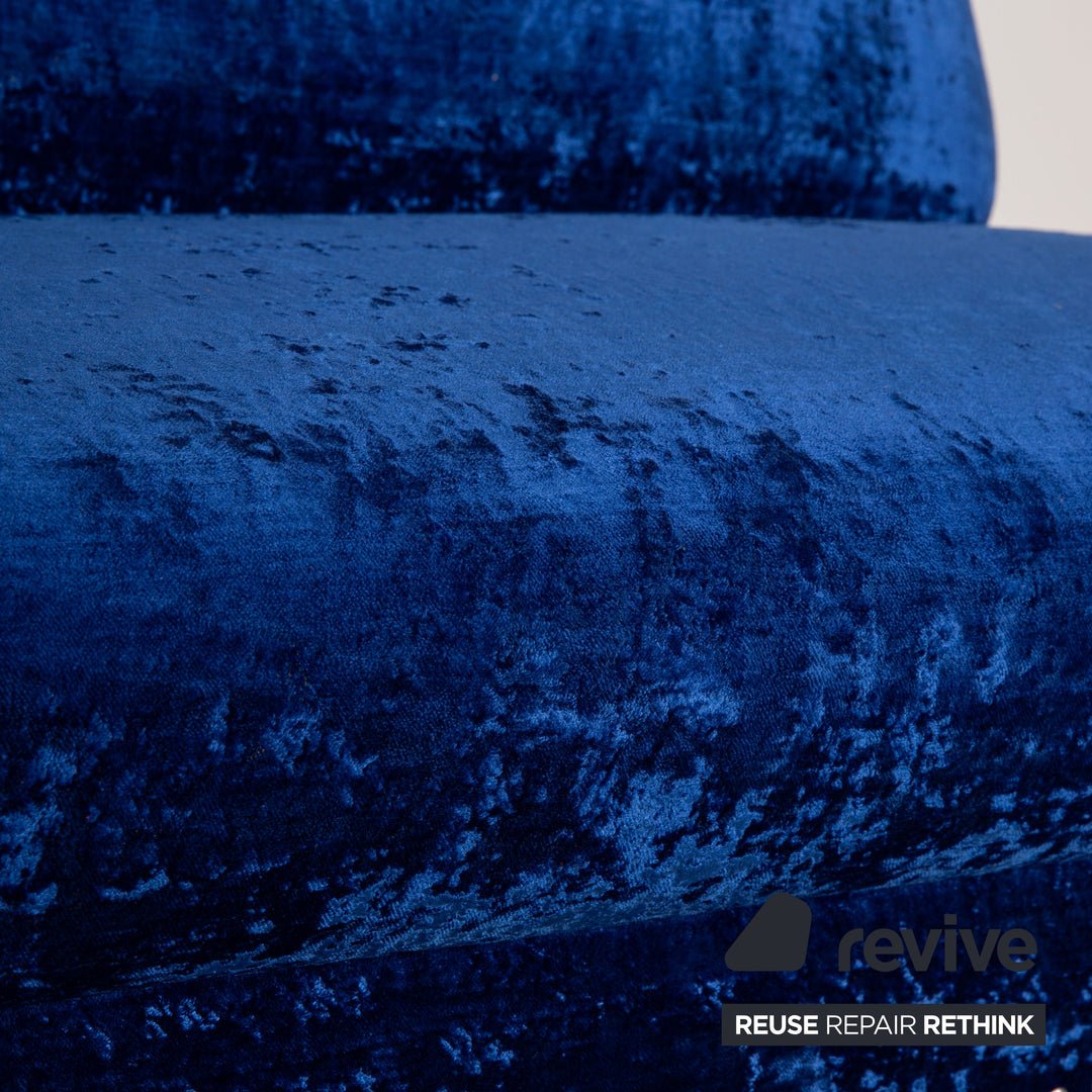 Bretz Gaudi Fabric Three Seater Blue Sofa Couch