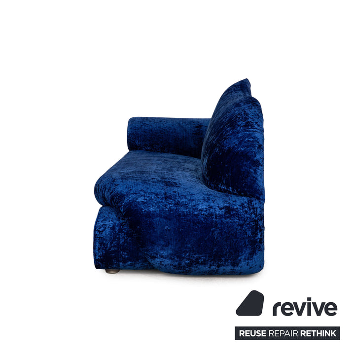 Bretz Gaudi Fabric Three Seater Blue Sofa Couch