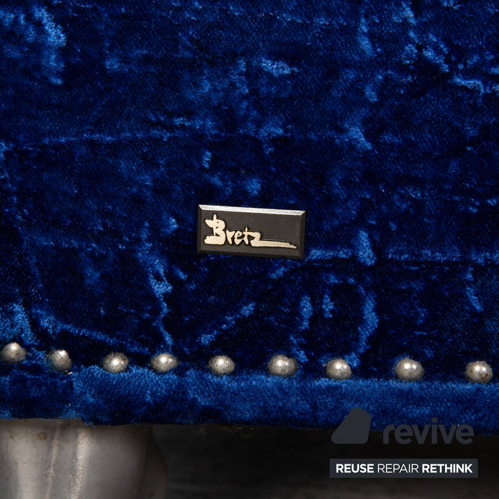 Bretz Gaudi Fabric Three Seater Blue Sofa Couch