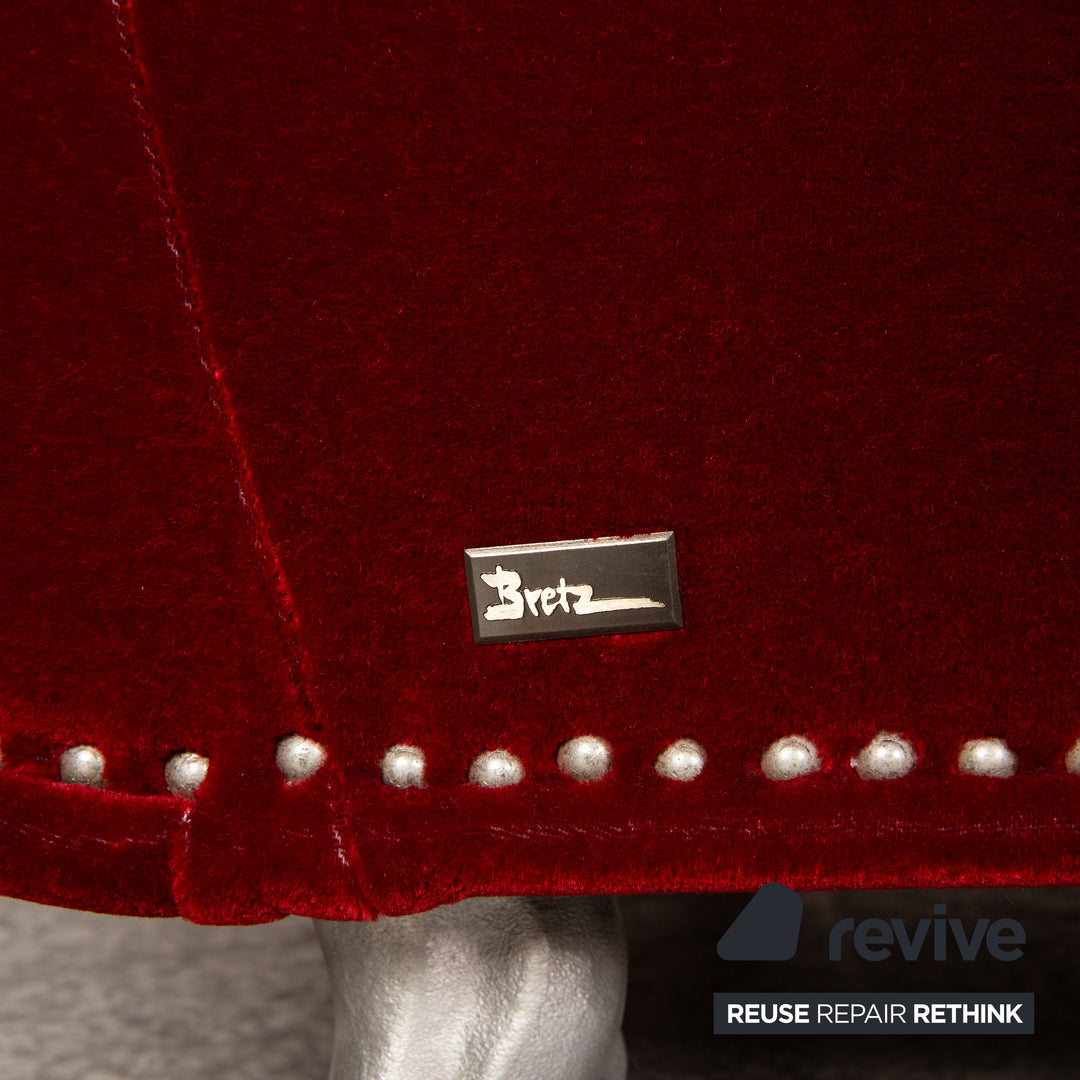 Bretz Gaudi Fabric Three Seater Red Sofa Couch