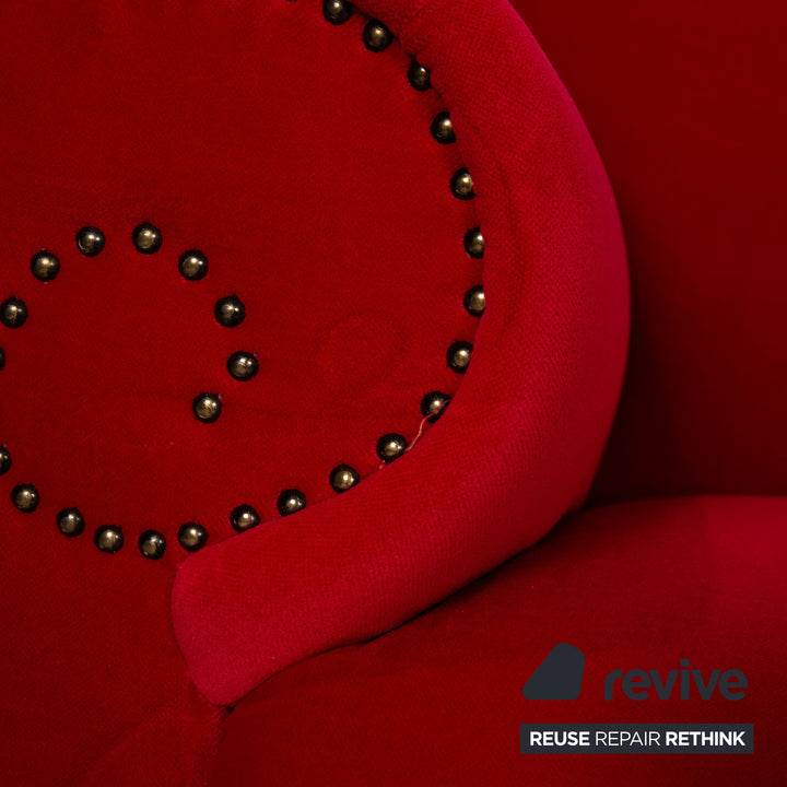 Bretz Gaudi Fabric Three Seater Red Sofa Couch