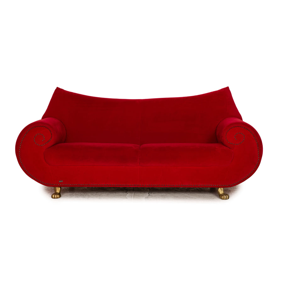 Bretz Gaudi Fabric Three Seater Red Sofa Couch