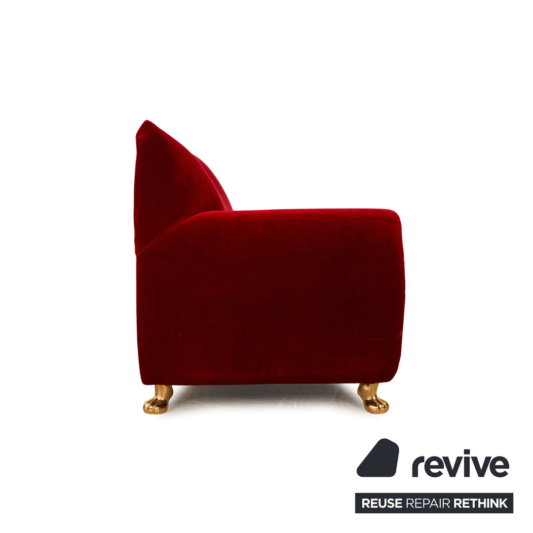 Bretz Gaudi Fabric Three Seater Red Sofa Couch