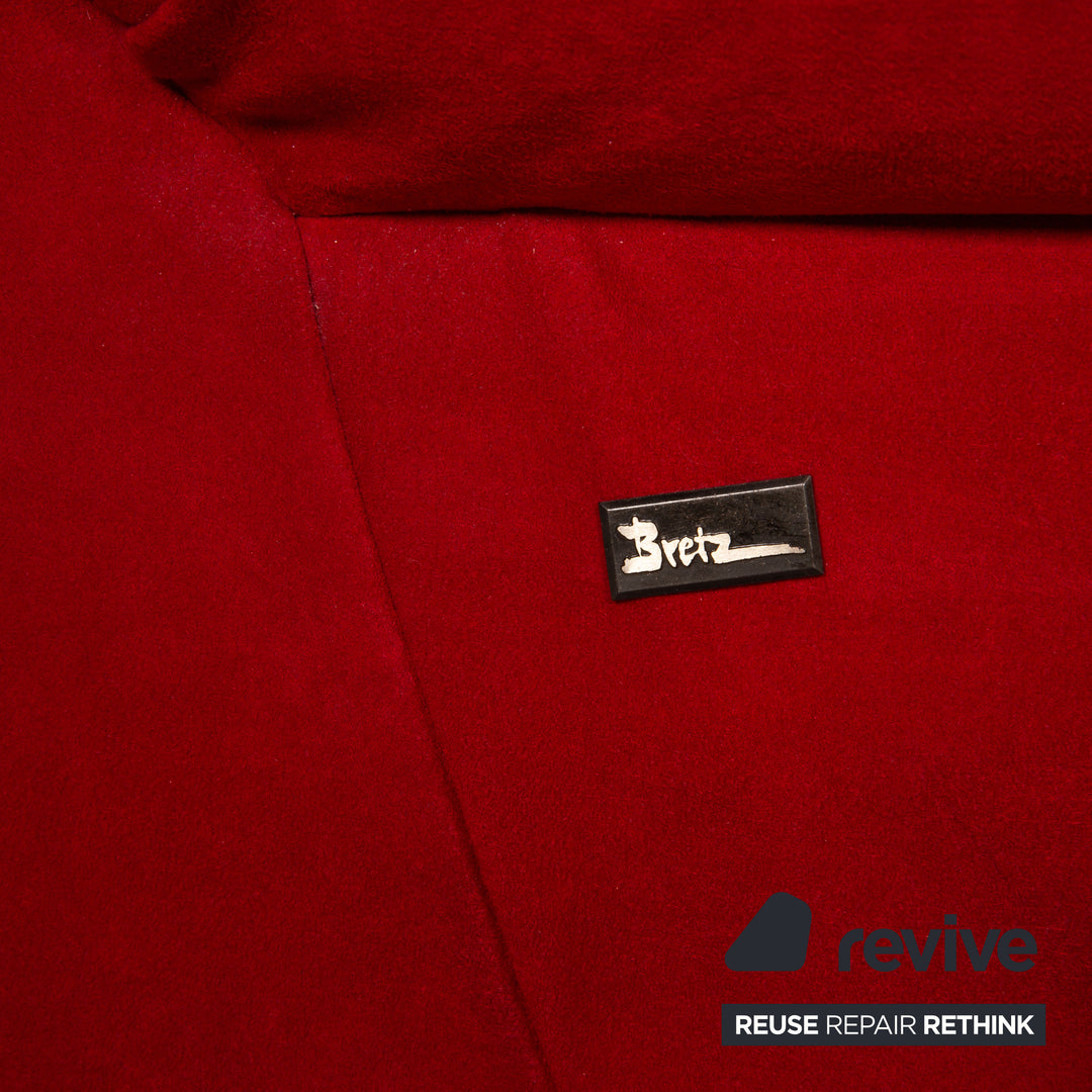 Bretz Gaudi Fabric Three Seater Red Sofa Couch