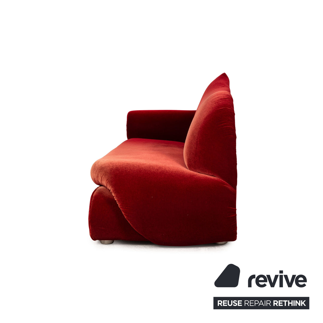 Bretz Gaudi Fabric Three Seater Red Sofa Couch